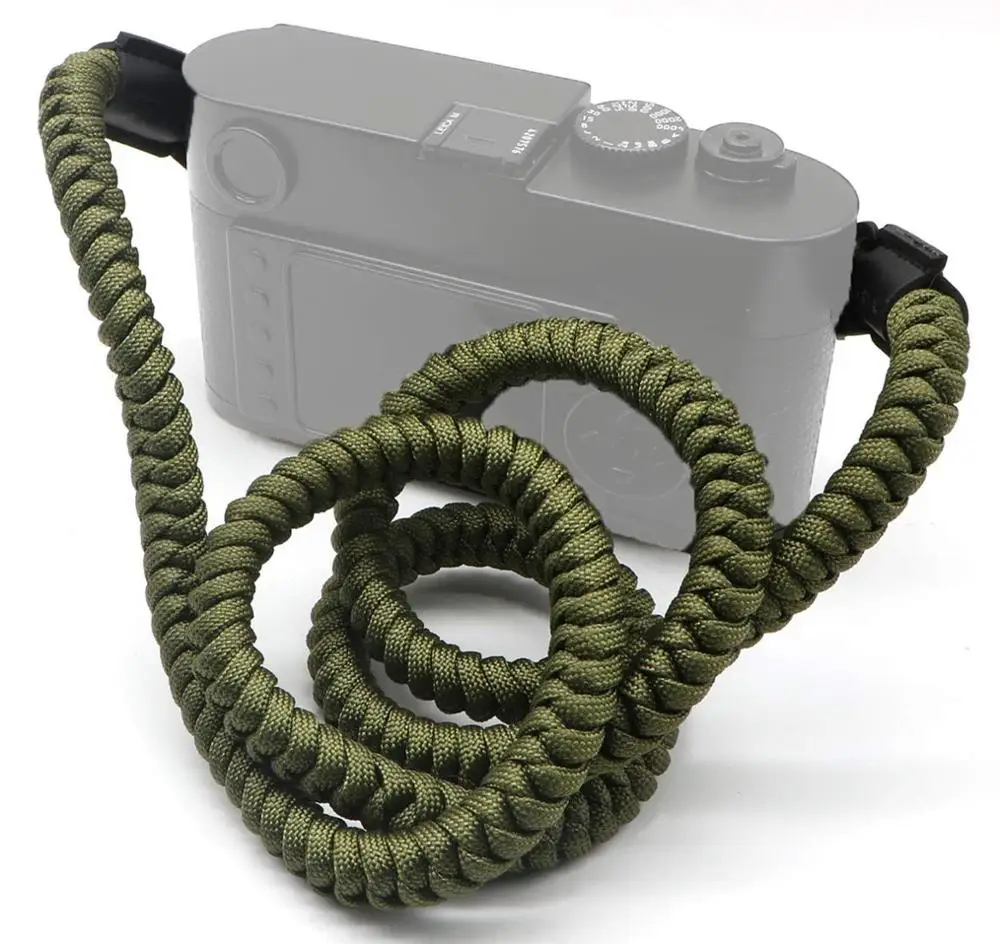 OD green style paracord camera shoulder strap handmade 550 paracord woven camera neck shoulder strap belt