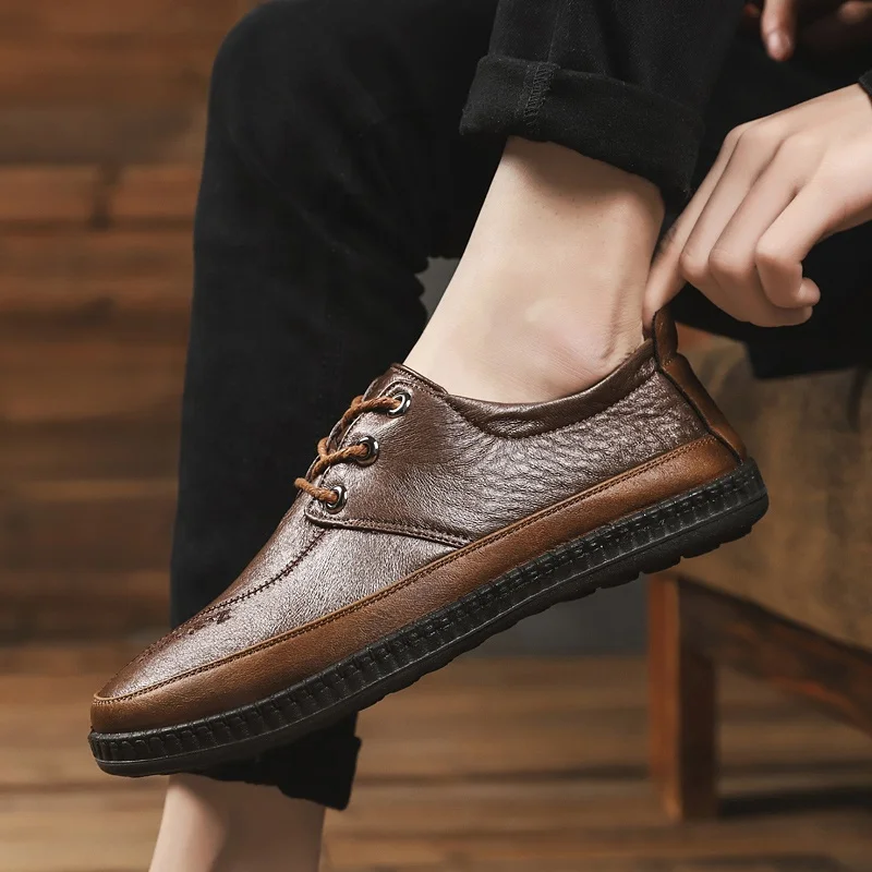 
2019 spring new soft outsole casual leather shoes male leather insock moroccan leather shoes casual shoe 