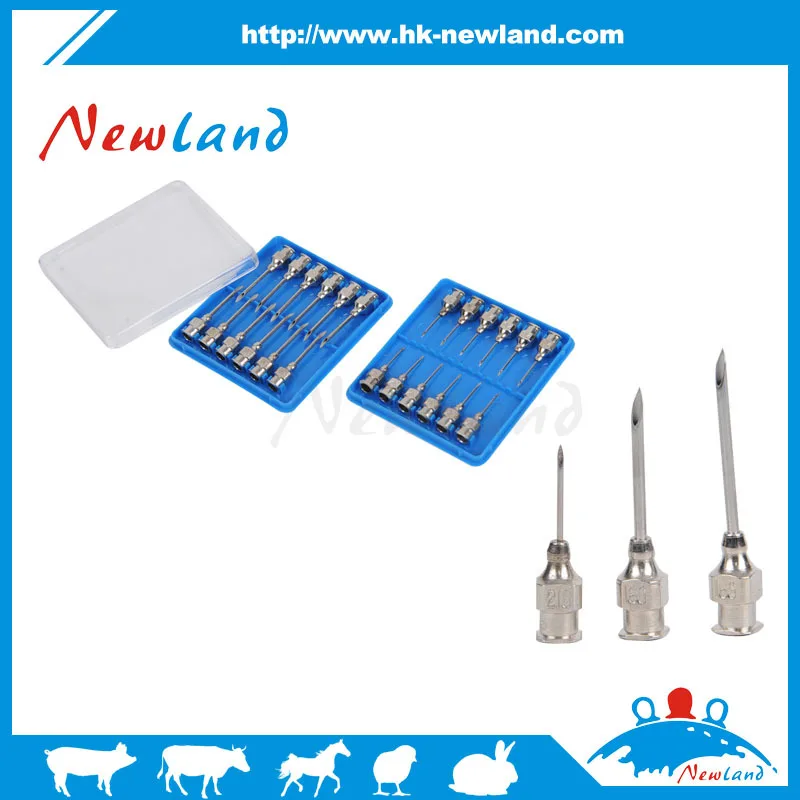 animal Luer Lock Brass Rectangle Hub High Quality  Reusable Metal Veterinary Syringe Needles