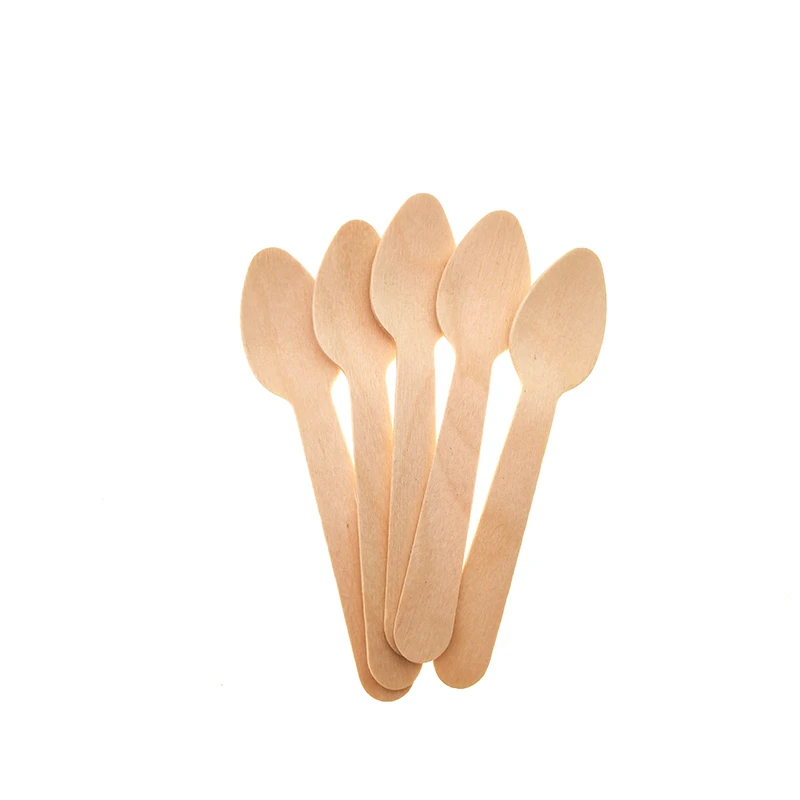 Wooden Mini Spoon 96mm Eco-friendly Free Samples Spoons for Sale Biodegradable and Compostable Disposable Birch