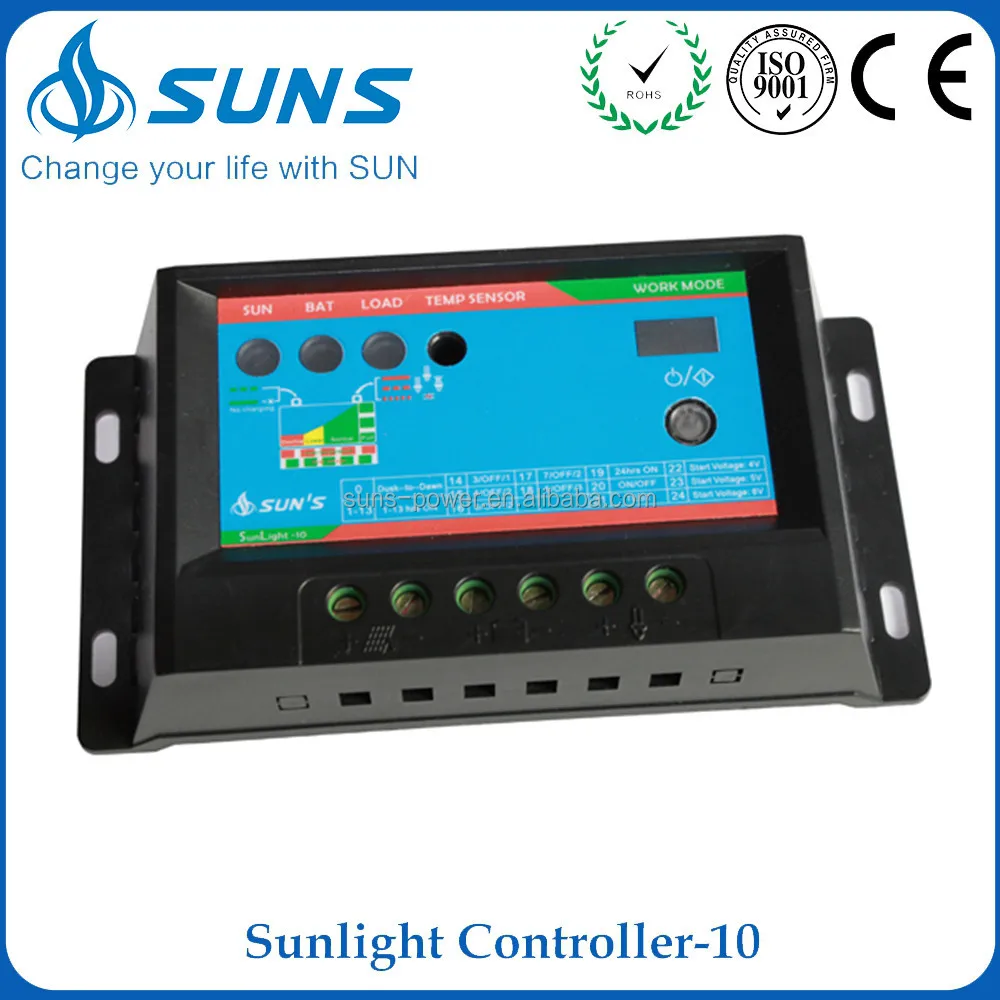 China competitive price Wind Lithium ion 12v 24v 10a solar pwm charge controller with charger