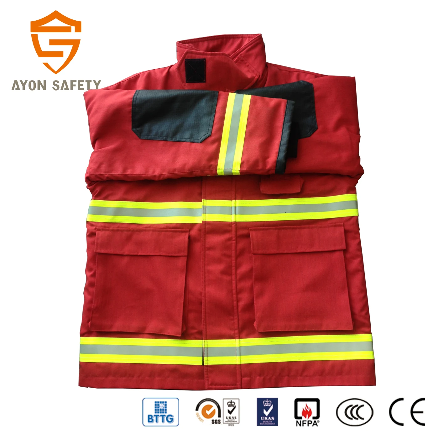 Fire suit uniform with Aramid flame retardant Fireman suit with fast Zipper-Ayonsafety