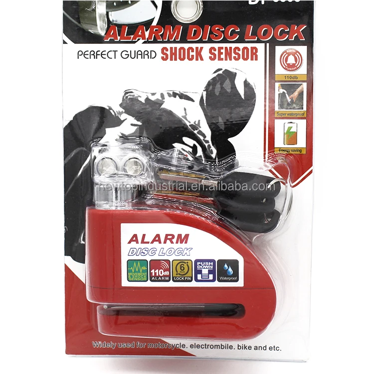 Wholesale red alarm disc lock siren padlock alert lock for motorbike or bicycle