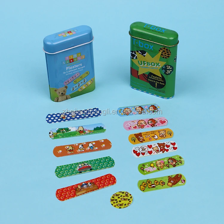 Promotional Tin Box Cartoon Plaster Colorful First Aid Bandage Custom Adhesive Kids Band Aid