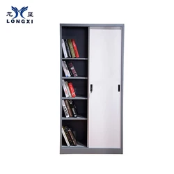 5 layer shelf steel sliding door book almirah design