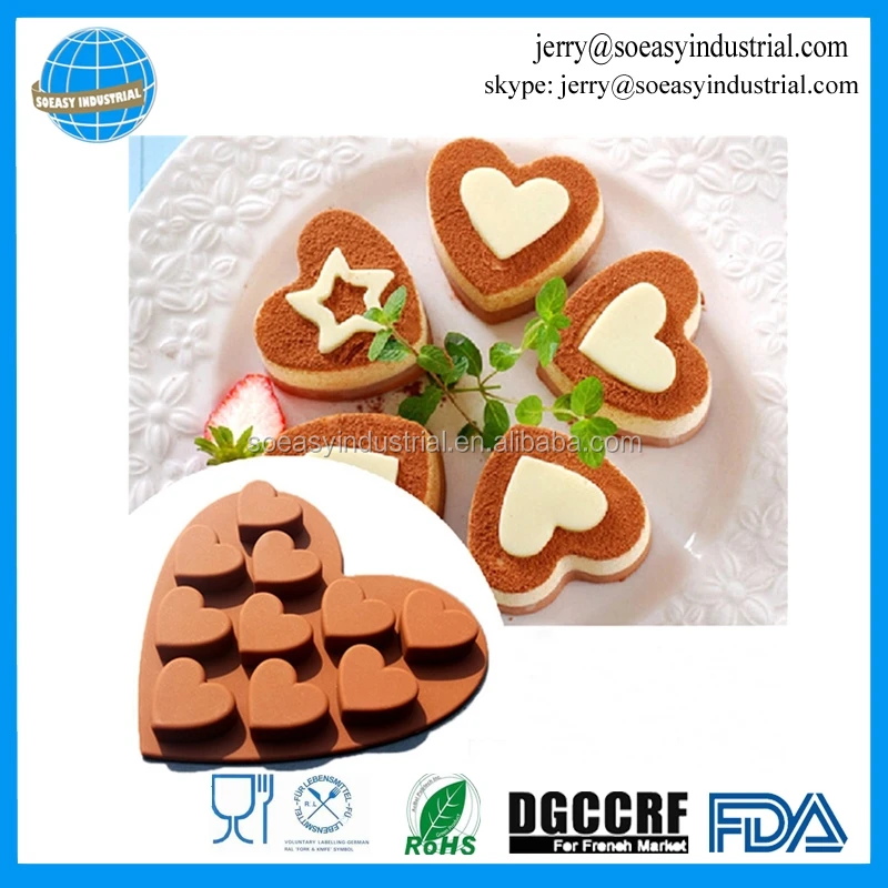 Wholesale heart shape silicone candy chocolate candy soap ice cube tray molds