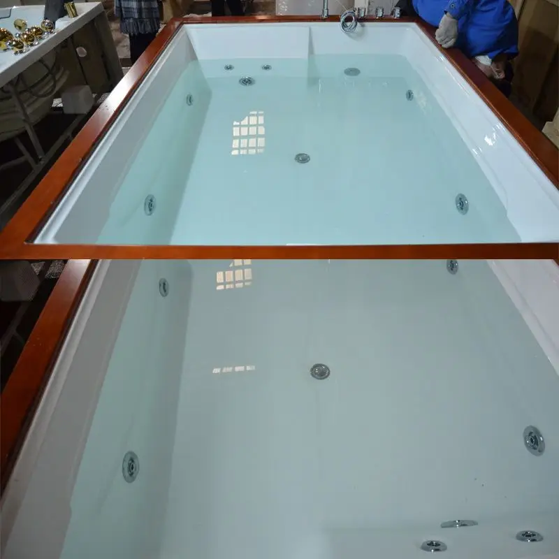 HS-B283 Double whirlpool Tubs/ Wooden Frame Bathtub/ whirlpool 180x150