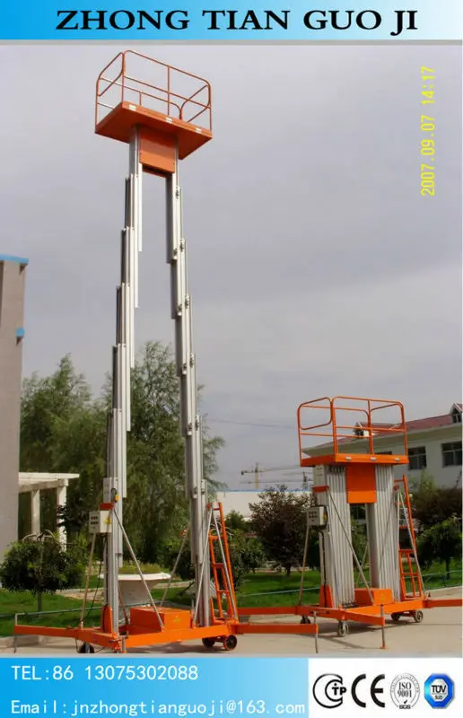 16m 200kg Load Capacity Steam Mast Aluminum Elevator / Hydraulic Aluminum Elevator