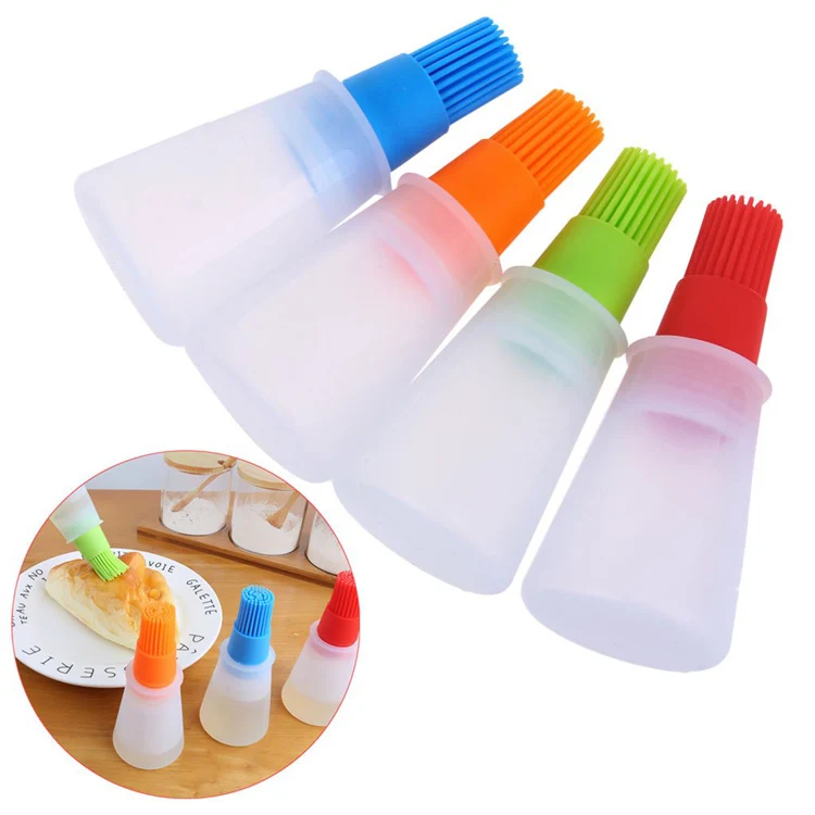 BBQ Tools Silicone Brush Oil Bottle BBQ Pastry Honey Sauce Bottle Brush with Lid