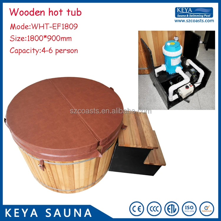 Outdoor Canada red cedar wood fired hot tub for 2 person