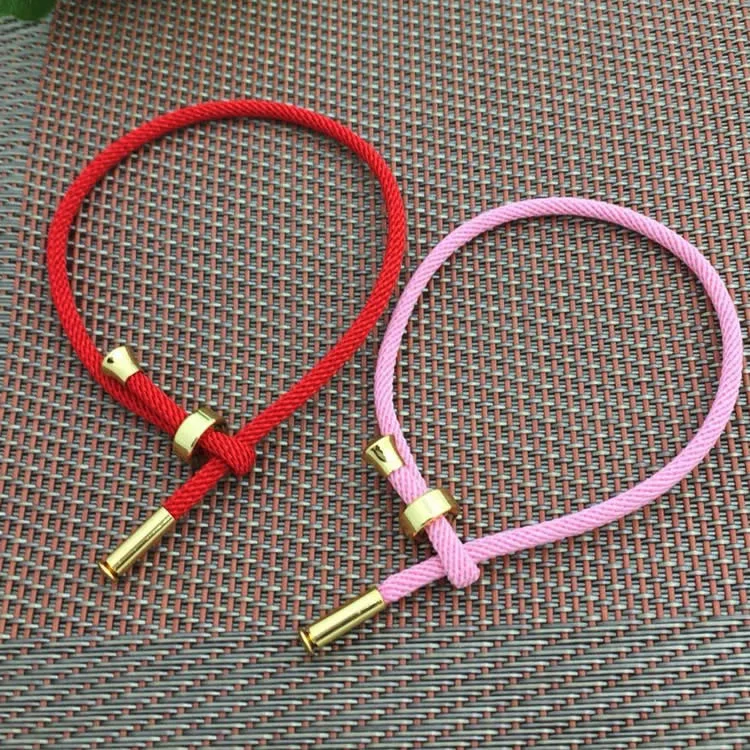 Custom Couple Fashion Wholesale Diy Colorful Cord Stainless Steel Bangle Red Rope Lucky Bracelet