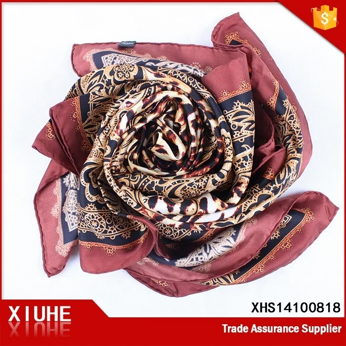 High Fashion Design Women Fancy Scarves Pure Silk Digital Printing Square Scarf