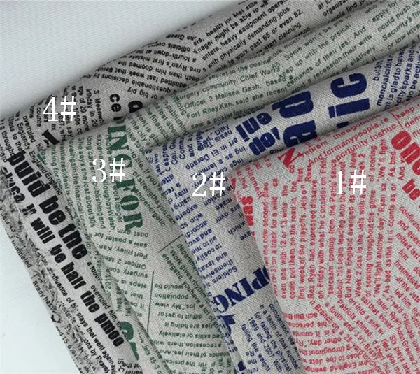 Оптовая продажа, красная/черная/зеленая/синяя льняная хлопчатобумажная ткань с буквенным принтом, Смешанная льняная ткань «сделай сам» для дивана/подушек/скатертей