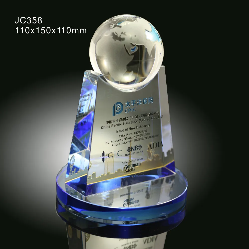 fist glass trophies globe trophy award