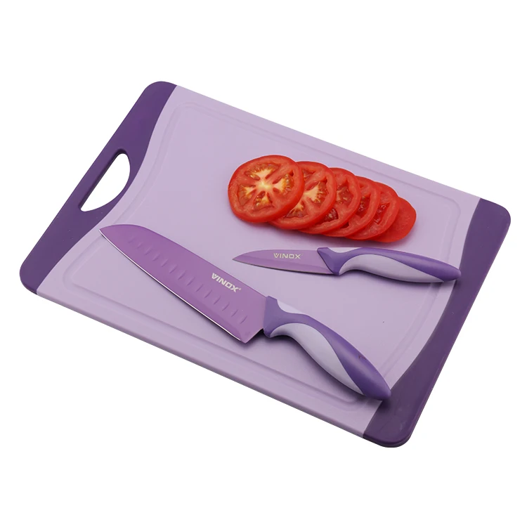 wholesale  custom Kitchen Tools Durable colorful PP Plastic Chopping Board Cutting Board Knife Set