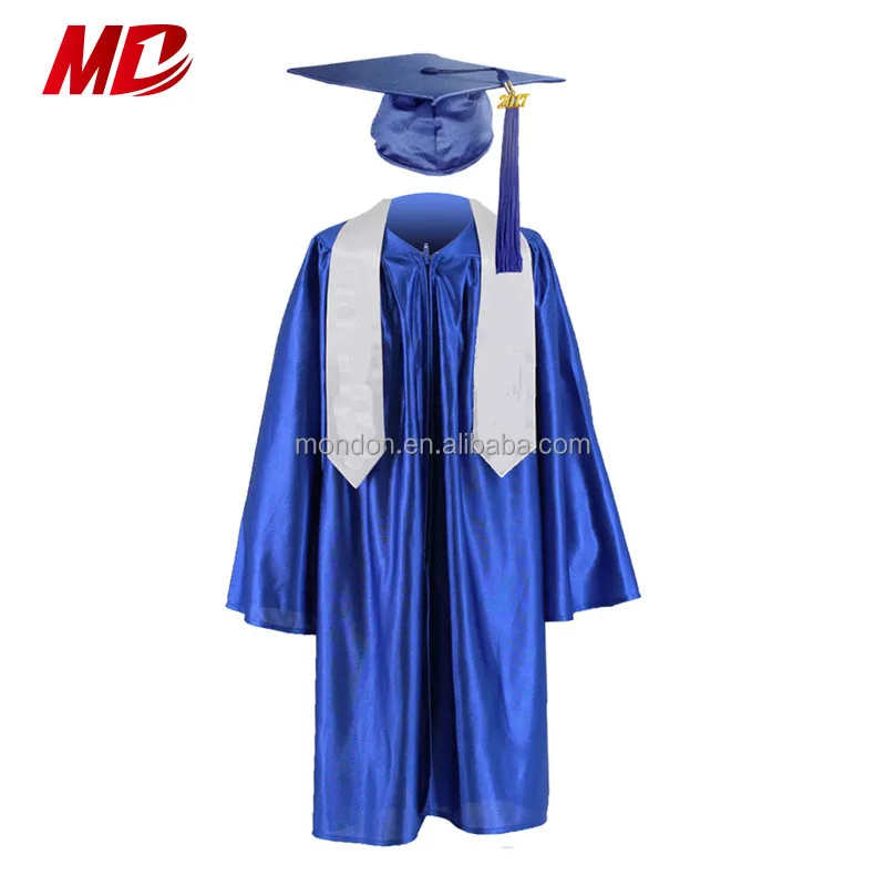 Блестящее Королевское синее детское выпускное платье и Кепка с палантаном