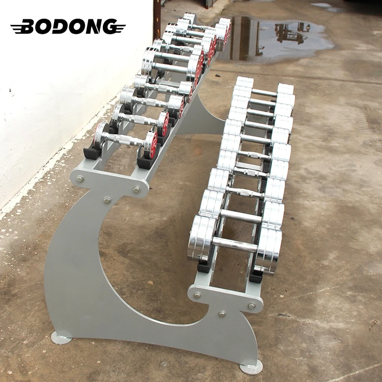 Durable assist gym equipment dumbbell set with rack commercial 2 level steel dumbbell rack