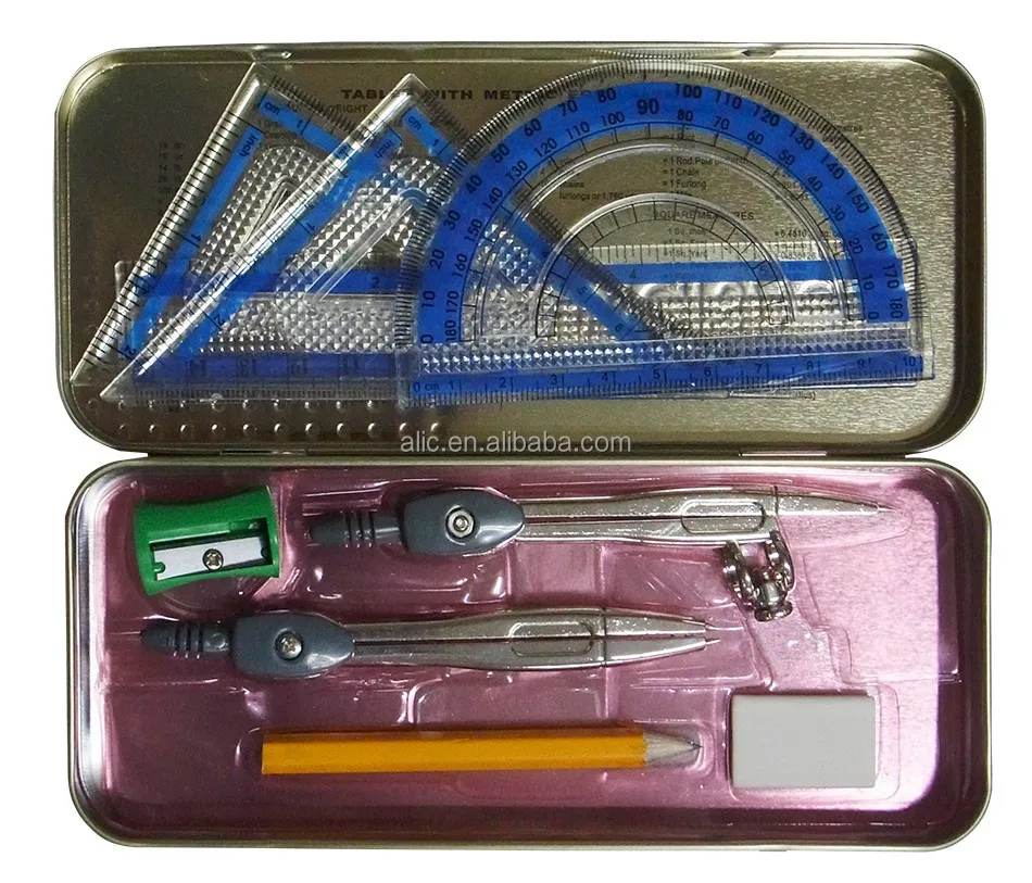 Набор для математики маршала, набор для математики, Геометрическая коробка, математические инструменты, 9 шт.