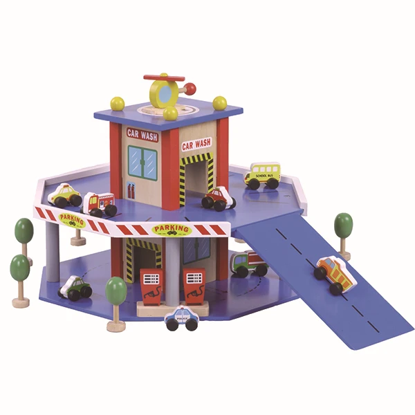2023 Hot New Wooden Parking Lot Car Toy for Kids