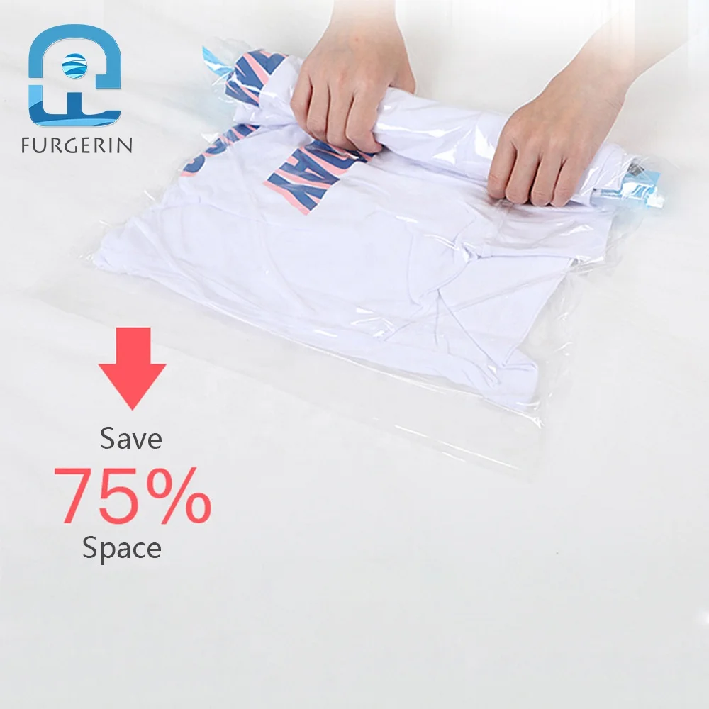 Small Roll Up Travelling Vacuum Compressed Storage Space Saving Bags Transparent Cable Organize Bag Travel Storage Bag For Cloth