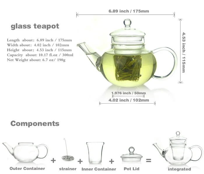 novelty small glass teapot with infuser,chinese tea kettle