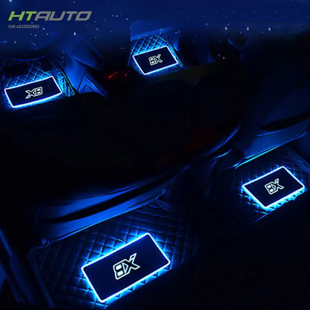 Внутренняя автомобильная лампа HTAUTO от 1 до 2, разноцветная светодиодная подсветка