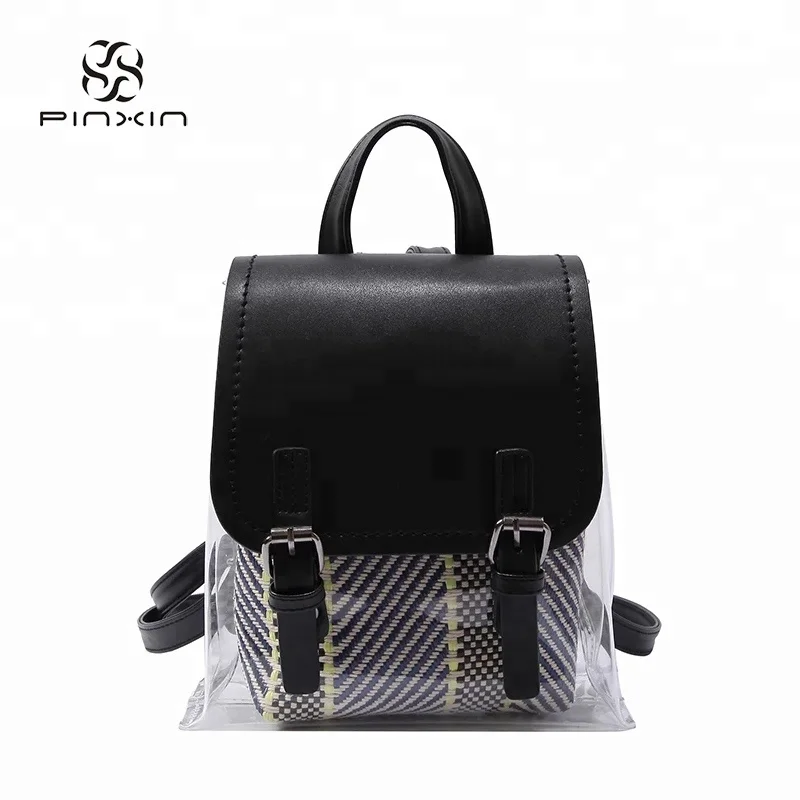 China Manufacturers New Fashion Women Clear Transparent PVC Backpack
