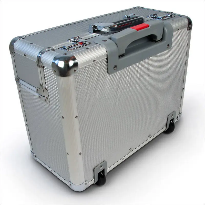 Aluminium Sliver Trolley Pilot Case Business Travel Work Briefcase