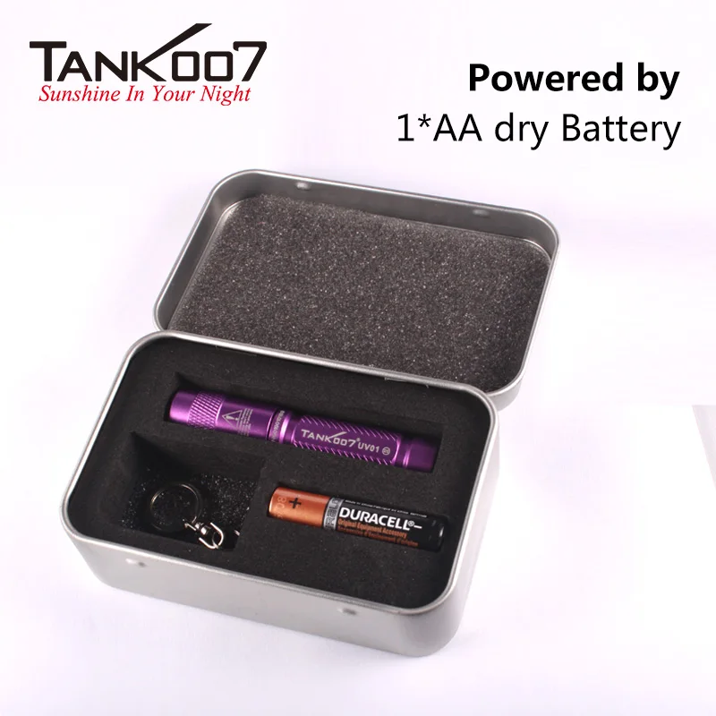 Tank007 UV lanterna 365nm uv blacklight flashlight keychain torch ultraviolet money detection EDC Pocket uv flash light keychain