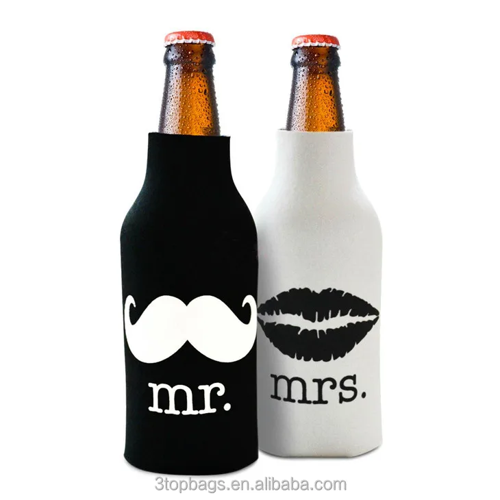 Wholesale Insulated Beer Holder Neoprene Beer Bottle Cooler with Zipper Holder Wrap Bottle Cooler  Water Bottle Sleeve Cover