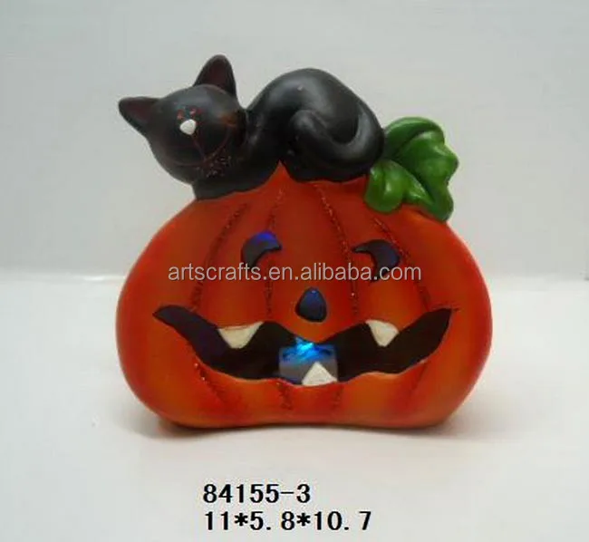 Halloween decorative LED lighted ceramic pumpkin