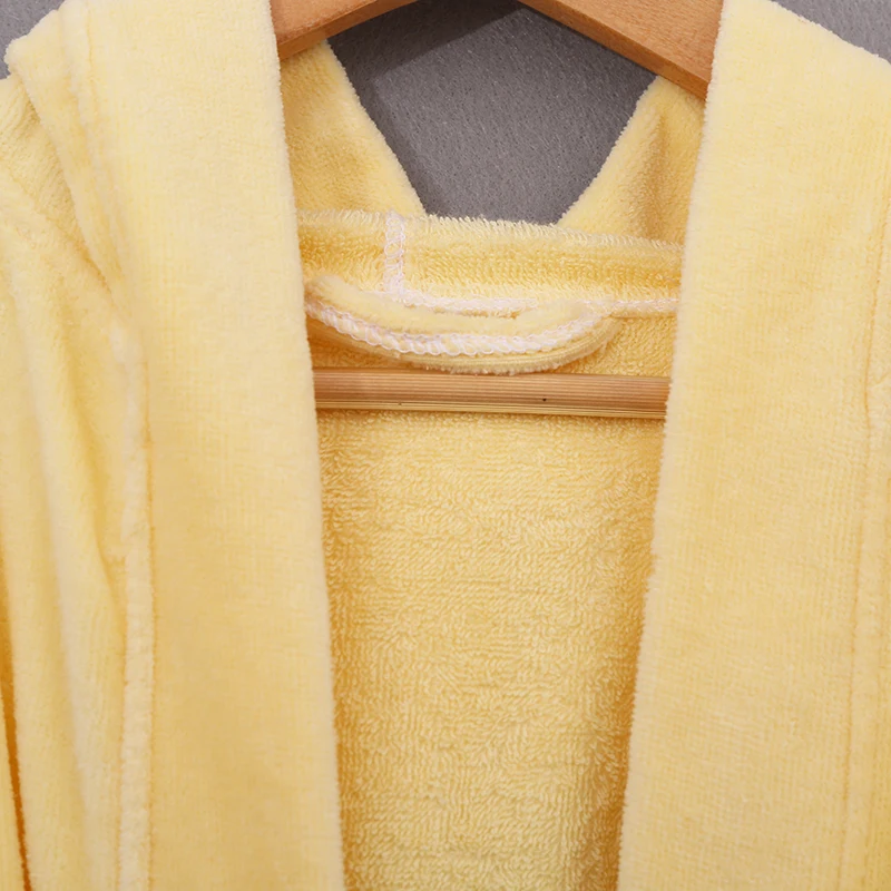 Turkish Cotton Bathroom Towel Robe Series High Quality Yellow Bathrobe With Belt