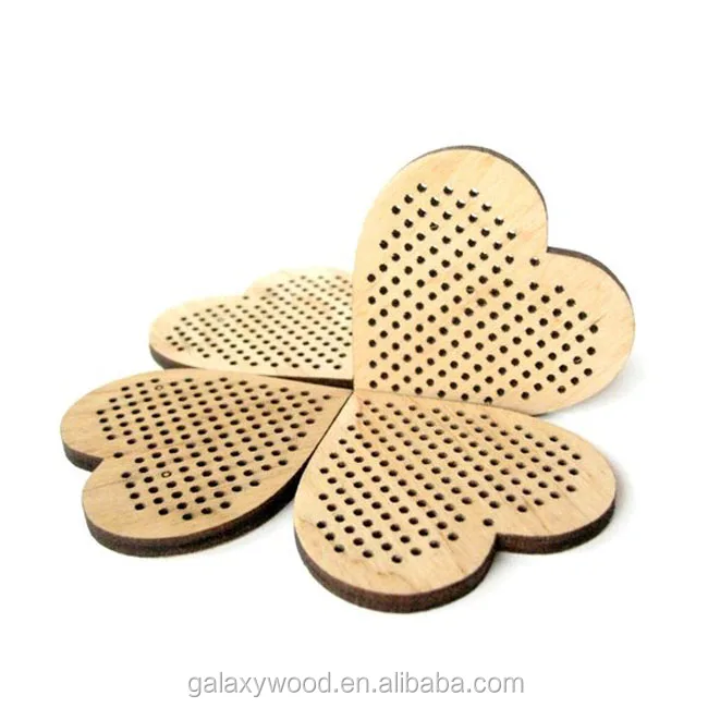wholesale Customized heart shape wooden cross stitch for diy projects and crafts