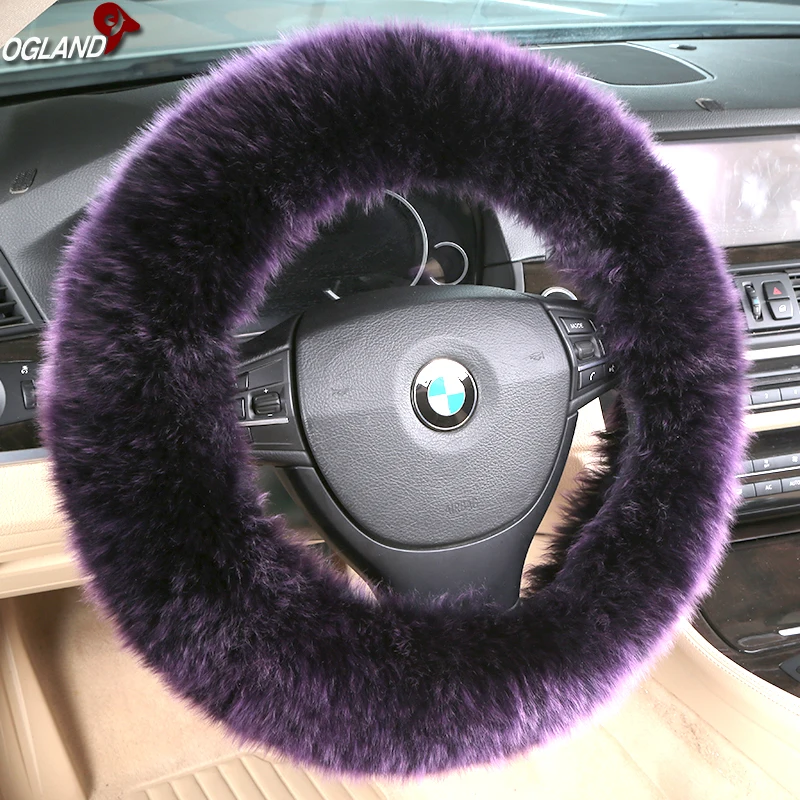 
Customized 100% Sheepskin Long Wool Steering Cover For Auto Accessories Interior Australian Merino Fur Automobile Car Parts 
