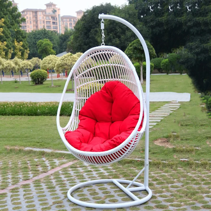 Hanging Egg Chair Swing Hammock Rattan Material with Stand & Cushions for Indoor Bedroom Outdoor Garden Backyard