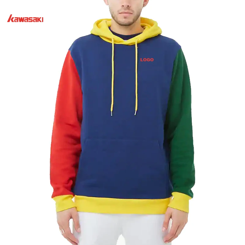OEM Men clothing 2019  Long Sleeve Pullover Color Block Embroidery Logo custom  hoodie