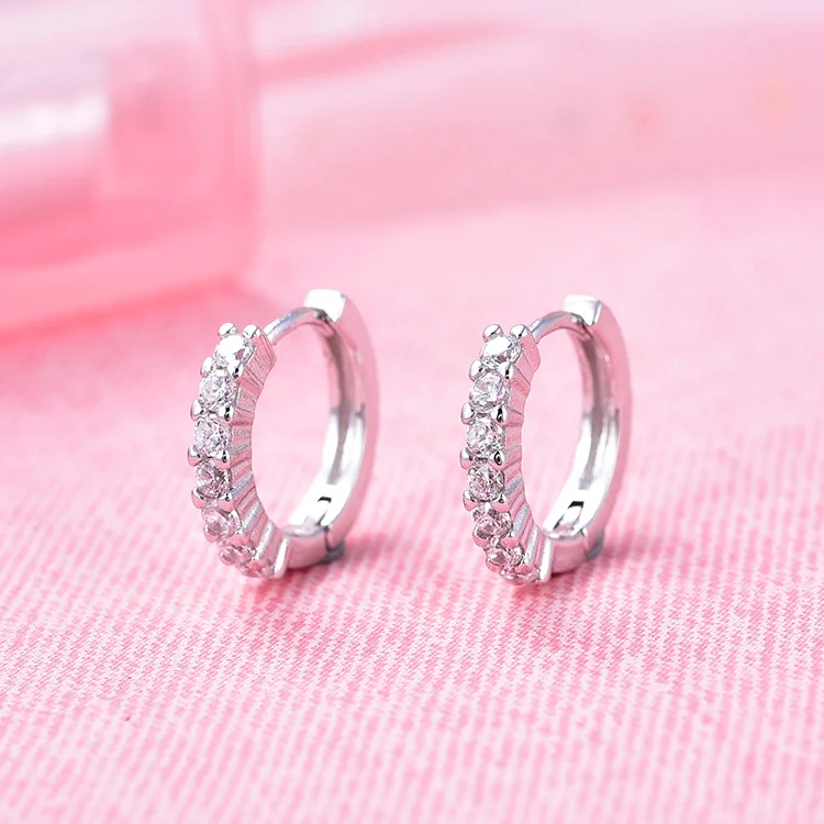 POLIVA Customise 925 Sterling Silver Round Shaped Huggie Hoop Korea Earrings