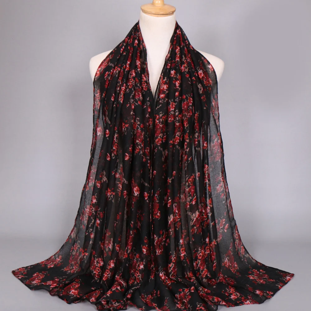 
Zakiyyah BS389 Pashmina Scarf Turkish Hijab Floral Design For Muslim Girl Islamic Women Shawls 