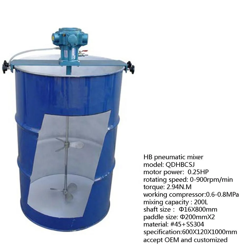 chemical mixing machine stationary pneumatic drum mixer