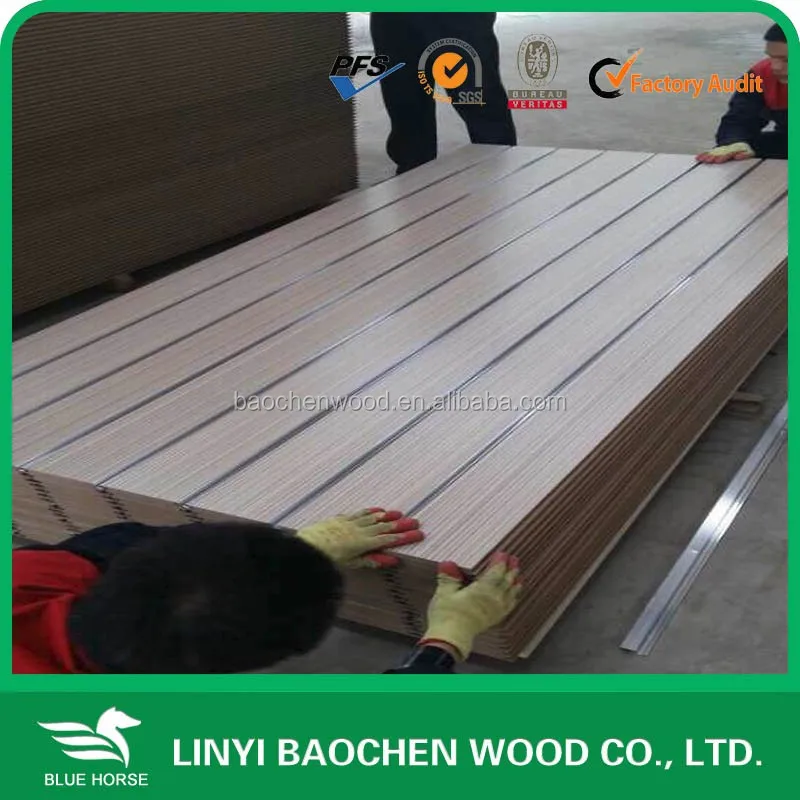 Grooved MDF with aluminum inserts for slatwall panels