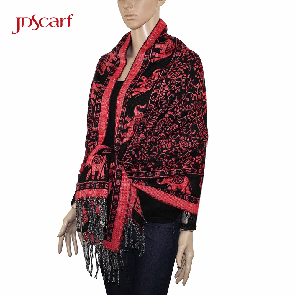 Elephant flamenco hand kashmir kani pashmina large embroidered shawl