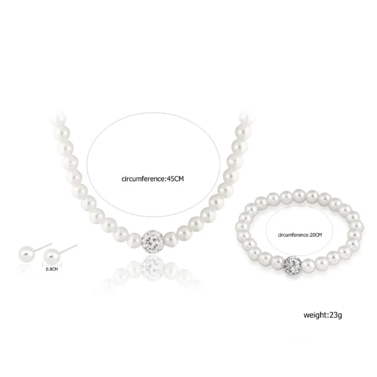 Hot Fashion Pearl Diamond Necklace Bangle Earring Bijoux Jewelry Set Wholesale