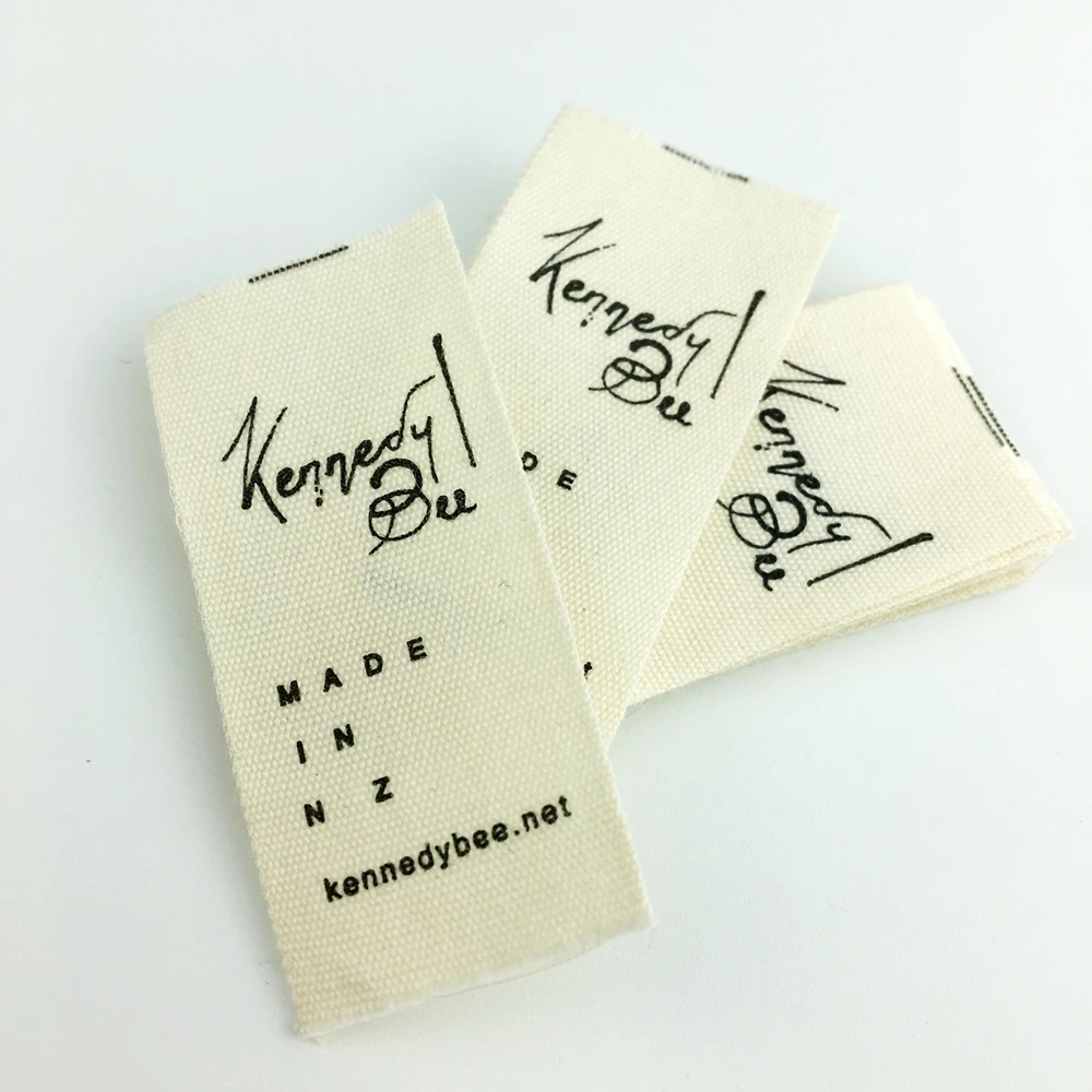 
printed soft 100% organic cotton labels clothing main label custom cotton label for garments and hats 