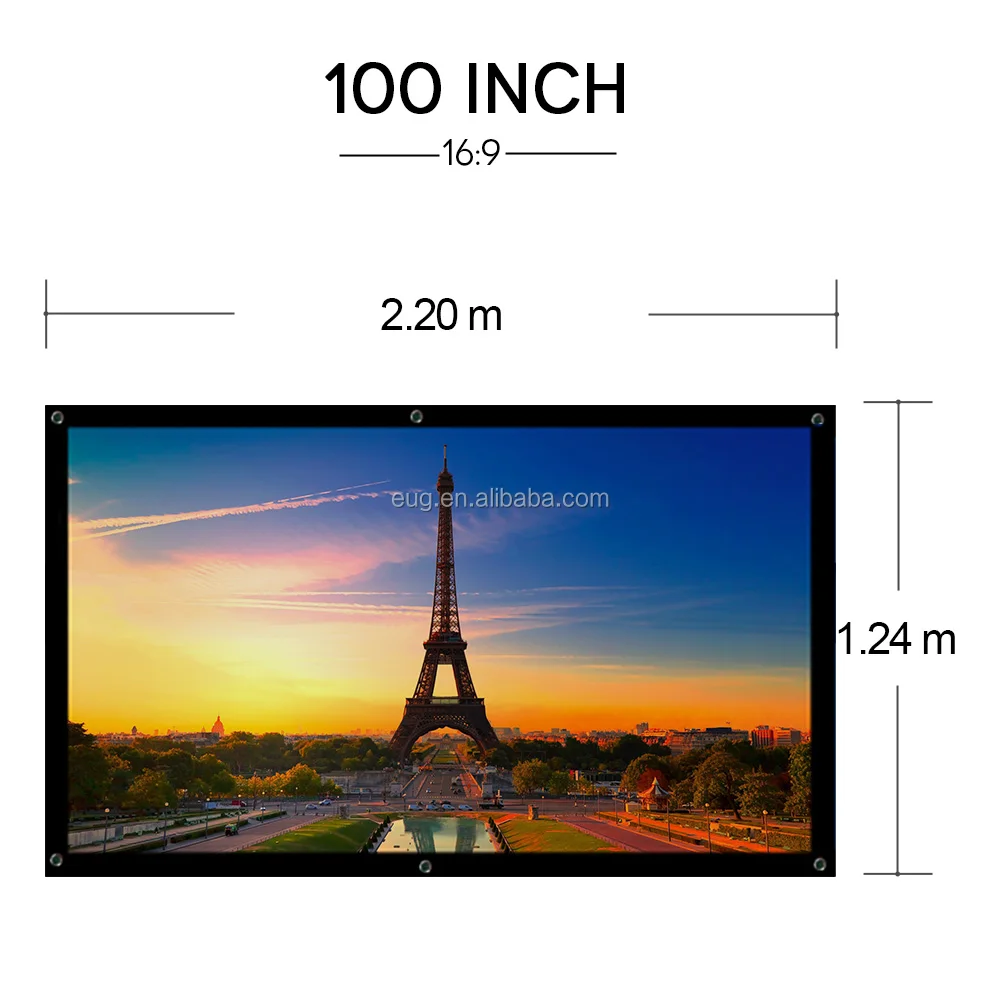 100 inches 16:9 Portable Projection Screen Projector Matte White Home Movie Theater portable projection screen