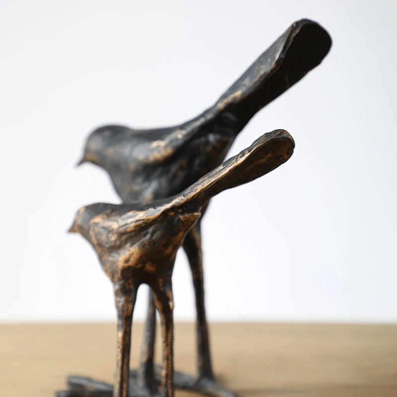 Table Decoration Bronze Textured  Abstract Bird Sculpture Resin