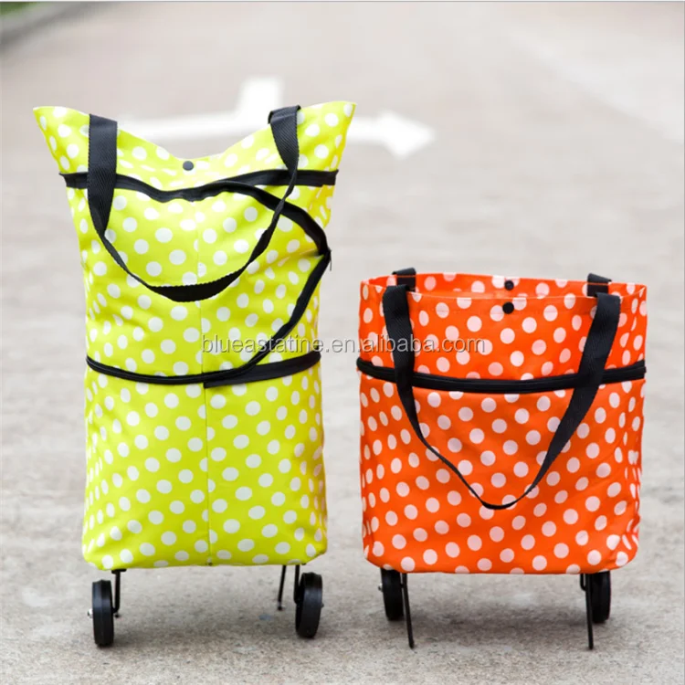 
folding shopping trolley bag with 2 wheels, shopping bag trolley 
