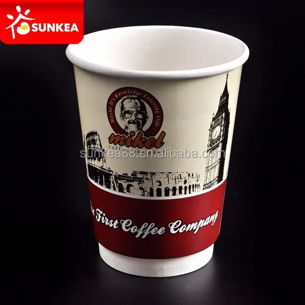 Disposable Paper Coffee Carton Cup Craft Paper Double Wall Food & Beverage Packaging for Coffee in Cardboard Embossing Accept
