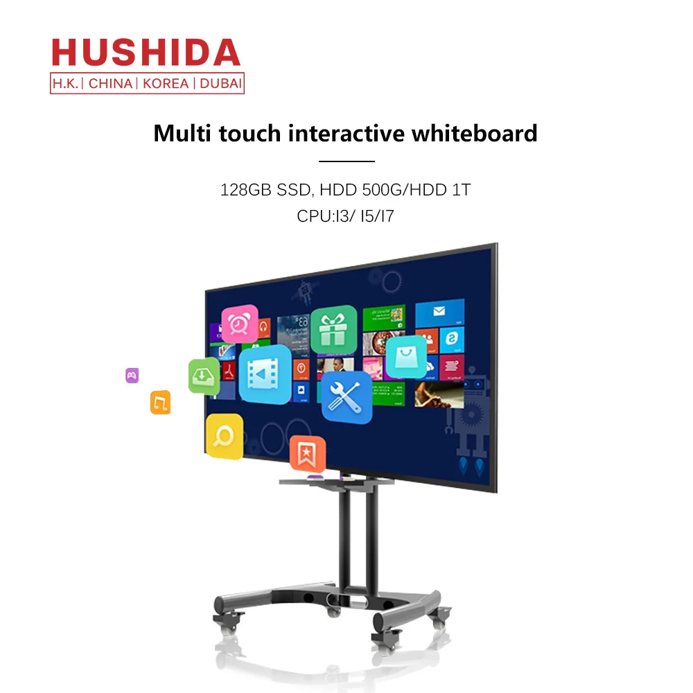 HUSHIDA in One Whiteboard Equipped with OPS Pc Education 4K UHD Interactive All 55 Inch Aluminum Alloy Frame HSD-JXCM-55 6.5ms