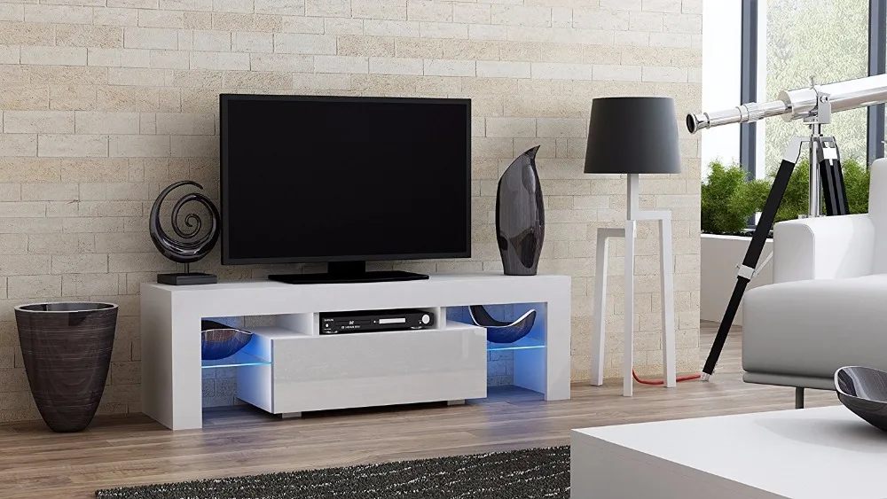 Modern Wooden simple design high gloss and  LED tv cabinet with drawer