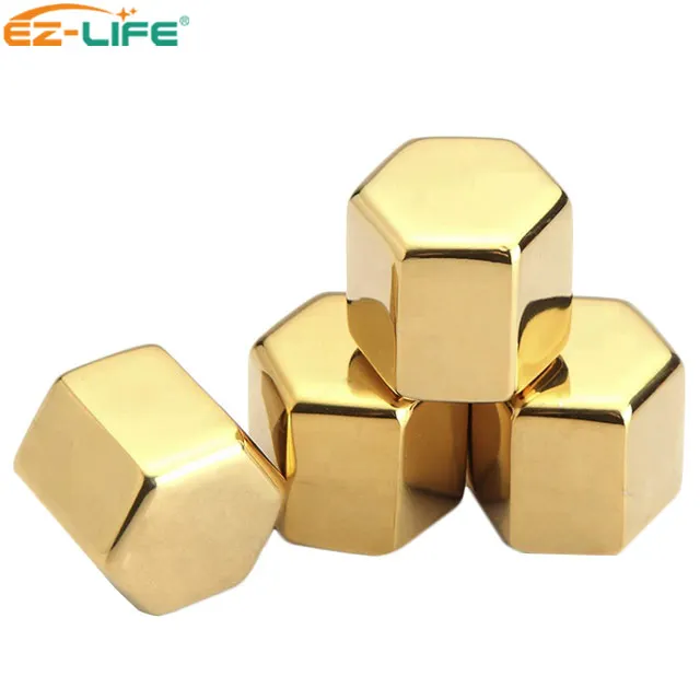 wine accessories Personalized Gold Make Special Shape Ice Cube wine cooler stainless steel Whiskey Stones For Wine Chiller